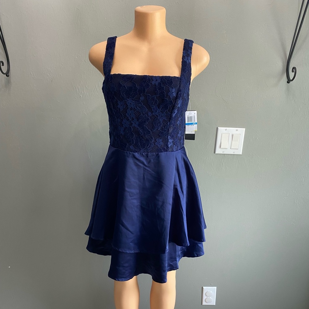 City‎ Studio Navy Dress with Lace Detail